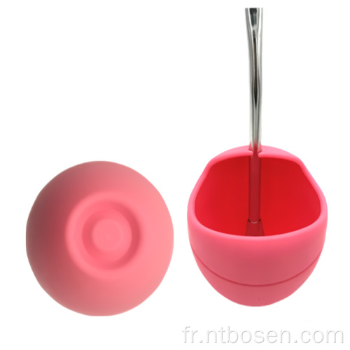 Tasse de thé en silicone pliable avec cuillère filtrante